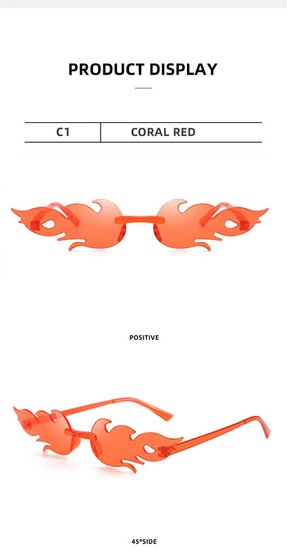 Flame Sunglasses Rimless Personality Colorful Ball Party Sunglasses Candy Hip-hop Fruit One-piece Glasses