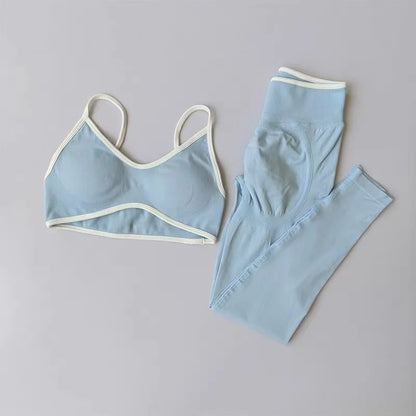 Seamless 2PCS Legging Sets Women's Strappy Sports Bras and Leggings High Waist Fitness Sculpt Leggings Running Pants Gym Suits