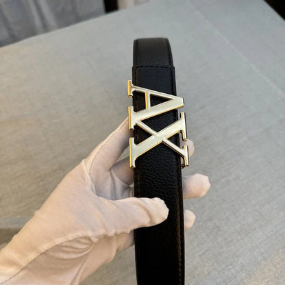 2026 Designer Men's Belt - AX Letter Buckle, 3.8cm Wide, Lychee Pattern, Plain Weave, High-End Fashion, Premium Leather Waistban