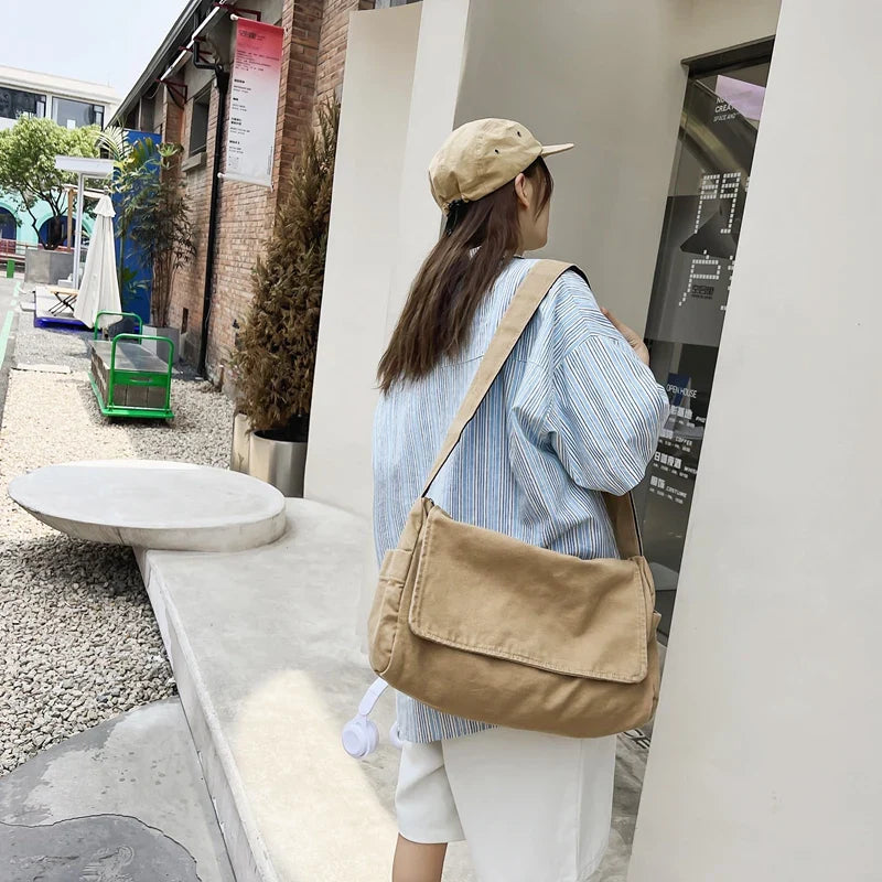 Women's Messenger Bag Vintage Handbag Canvas Teenager Shoulder Tote Bags Casual Handbag Crossbody Bag
