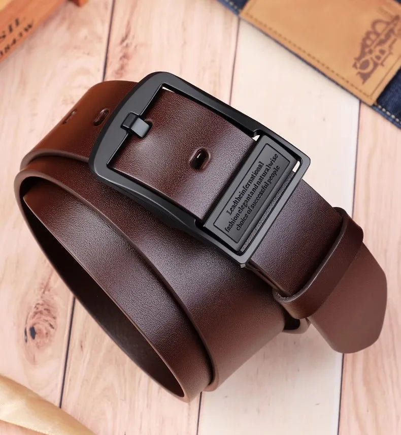 Leather Men's Belt Fashion Metal Alloy Pin Buckle Adult Luxury Brand Jeans Business Casual Waist Male Strap Brand