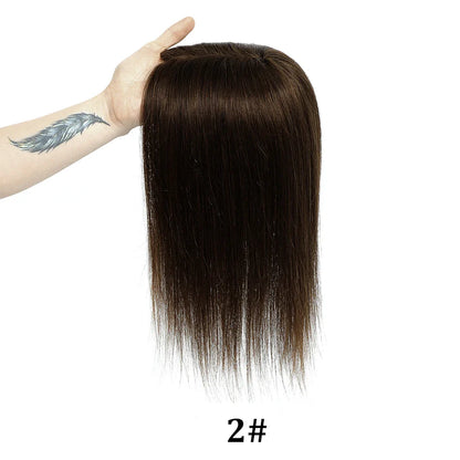 12x13cm Human Hair Toppers with Bangs Black Brown Clip in Hair Toupee for Women Skin Scalp Clip in Remy Hair Pieces