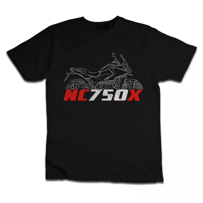 2026 Men's 100% Cotton NC750X Motorcycle Print T-Shirt Summer Casual Daily Wear Biker Rider Graphic Tee