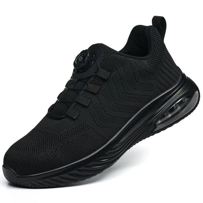 Men's Safety Shoes Anti-impact Lightweight Breathable Plastic Cap Toe Work Shoes Fashionable Button Design for Men