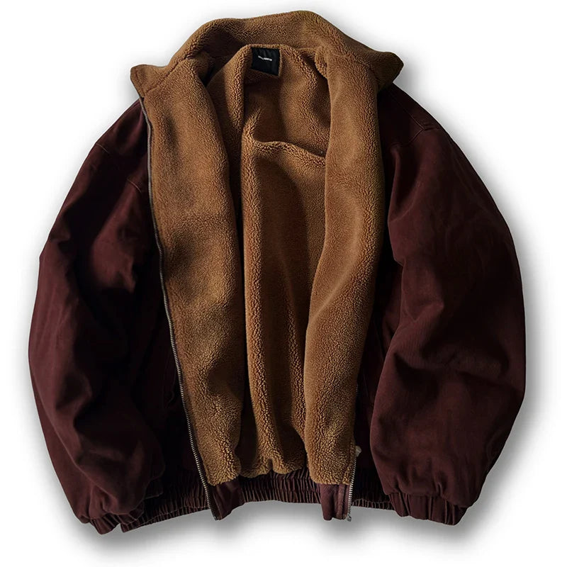 Japanese Vintage MenPolar Wool Jacket Winter High Quality Coat Thick Korean Streetwear Loose Couple Fashionable Male Warm Jacket