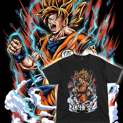 2026 Summer Dragon Ball Oversized T-shirt High Quality 100% Cotton Manga Grid Character Print Unisex Casual for Adults Kids