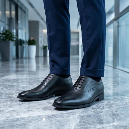 Men's Top Layer Cow Leather Formal Shoes Business Dress Office Comfortable Breathable Leather Lining Wedding Shoes