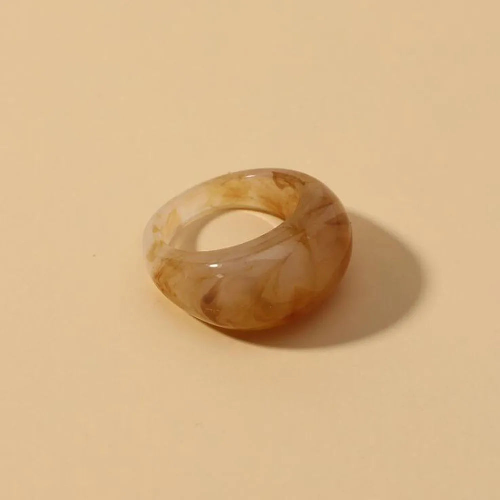 Round Rings For Women Big Kpop Finger Ring For Girls Punk Resin Ring