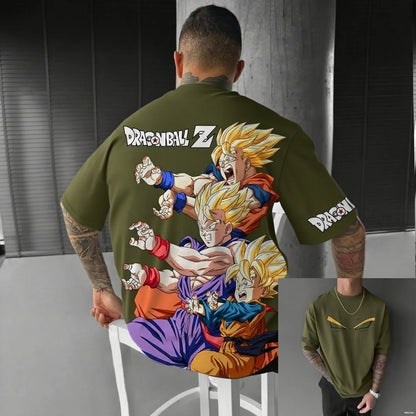 Camiseta Dragon Ball Z Super Saiyajin Masculina Feminina Anime Estampada Roupa de Rua Verão Casual Manga Curta Estilo Oversized Roupa Y2k