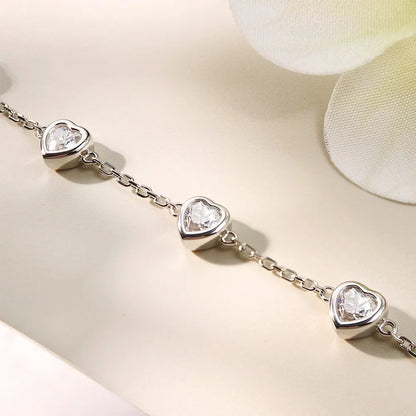 4MM Heart Moissanite Bracelets S925 Silver plated 18K gold Sparkling Wedding Hand Chain Fine Jewelry can pass Diamond Test