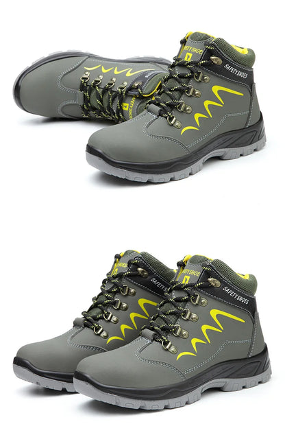 Waterproof  Indestructible Men Safety Shoes Construction Steel Toe Work Boots Non Slip Navy Platform Botas For Men Shoes