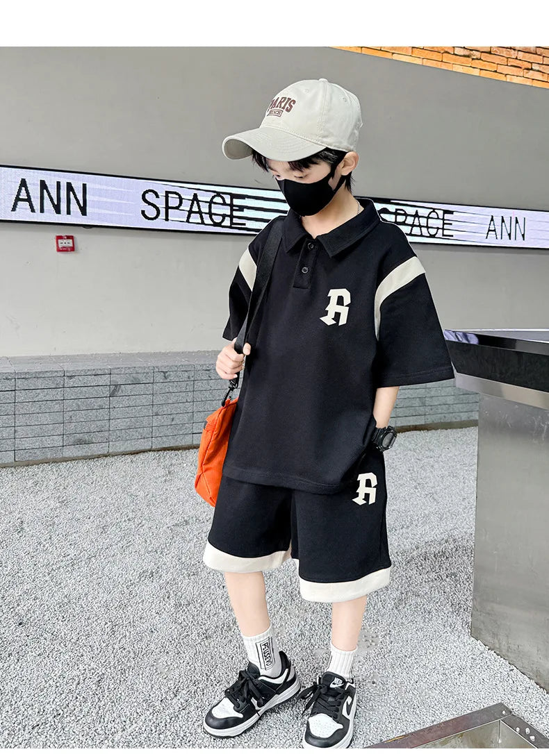 Teenagers Summer Boys Clothing Sets New Letter Fashion T-Shirt + Shorts 2Pcs Boys Suits Birthday Gift 5-14 Years Kids Clothes