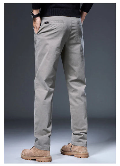 Spring Autumn Male Casual Pants Korean Mens Clothing Business Straight Work Trousers Solid Color Classic Versatile Man Pants