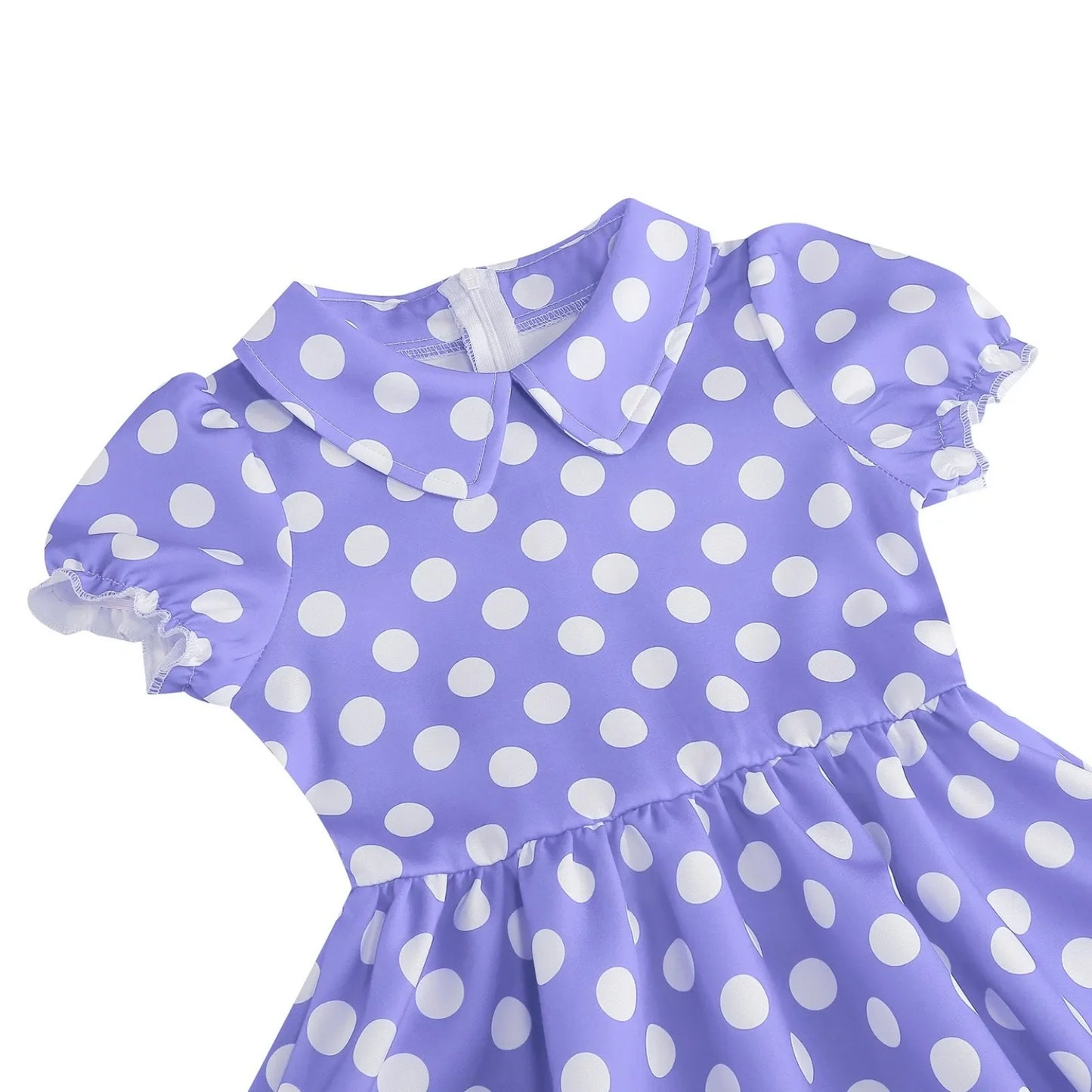New Fashion Kids Dress For Girls Polka Dot Short-sleeved Children Dress With Baby Collar Daily Girls Casual Costume