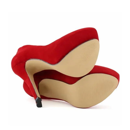 New Cross-dresser Men's Platform Pumps Unisex Queen 14cm Sexy Party Nightclub Court Flock Concealed Round Toe High Heels Shoes