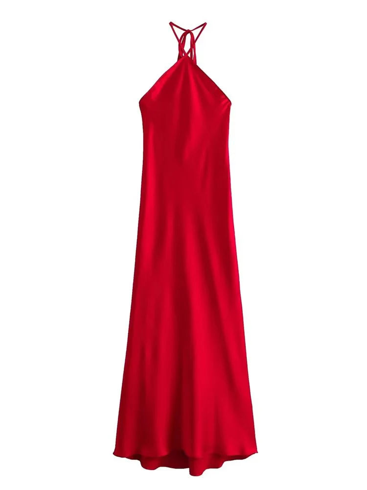 Long Dresses for Women Backless Satin Dress Woman Off Shoulder Sexy Midi Dresses Elegant Evening Party Dress