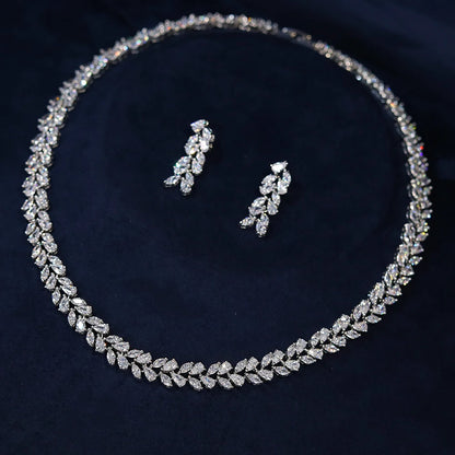 2PCS Jewelry Sets for Women Charming Round Design Elegant CZ Earrings and Necklaces Fashion Girls Gifts