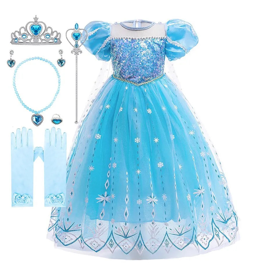 Fantasia Infantil de Rainha da Neve para Crianças, Cosplay da Elsa, Apresentação, Lantejoulas, Disfarce, Vestido Elegante de Princesa para Festa de Meninas, Fantasia de Halloween