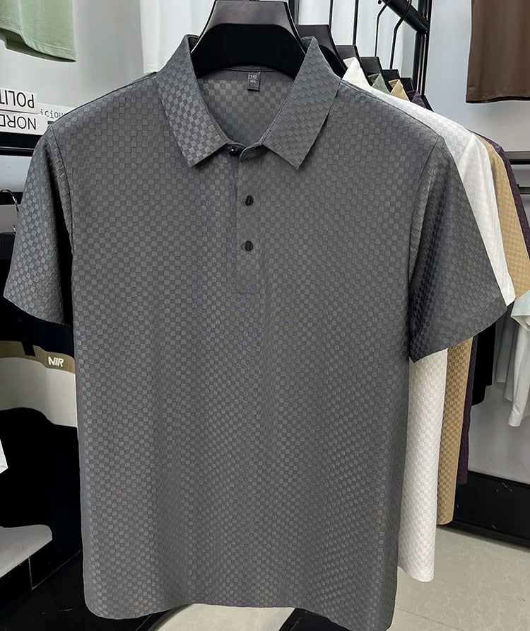 Seamless Polo Shirt - Short Sleeve Ice Silk Feel Nordic Style Soft & Comfortable Summer Wear Men's Golf Shirt