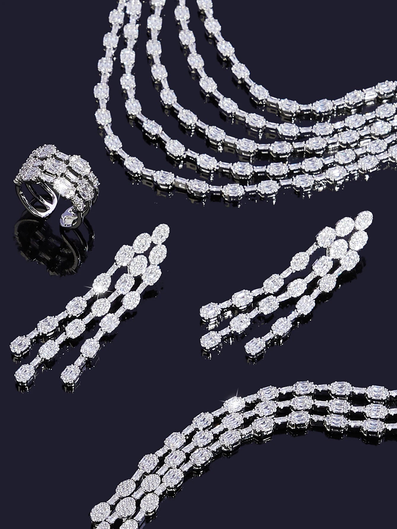 2025 Luxury Jewelry Big Wedding Rings Full Micro Pave Cubic Zirconia Dubai Bridal Popular Jewellery For Engagement Party