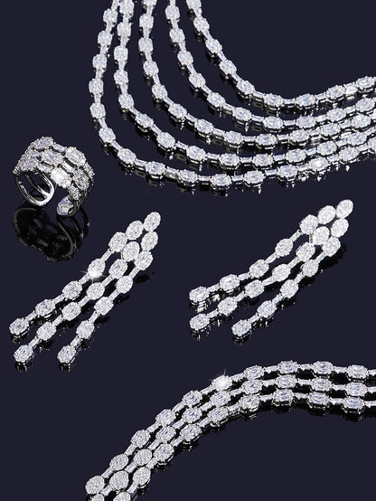 2025 Luxury Jewelry Big Wedding Rings Full Micro Pave Cubic Zirconia Dubai Bridal Popular Jewellery For Engagement Party