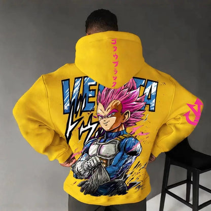 Men Anime Clothes Dragon Ball Z Hoodie Goku Saiyan Loose Fit Big Size 5XL 6XL Casual Streetwear