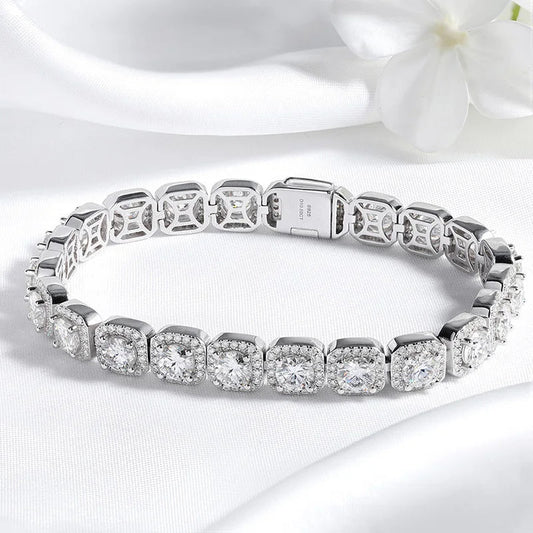 4/5/6.5mm Full Diamond 100% Real Moissanite Bracelets for Men Women Classic Luxury Bangles Pure 925 Sterling Silver Chain