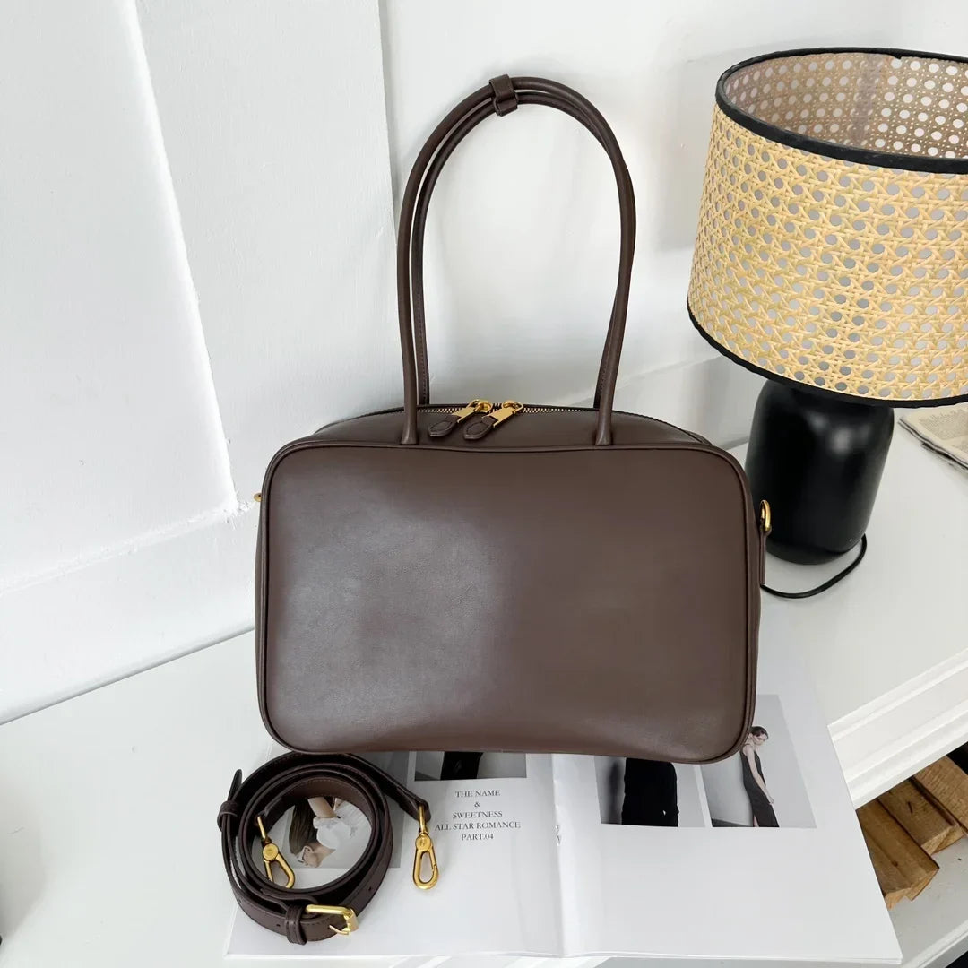 Genuine Leather Fashion Women Shoudler Black Bags Luxury Desiger Ladies Crossbody Cowhide Brown Large Bag Female Handbags Coffe