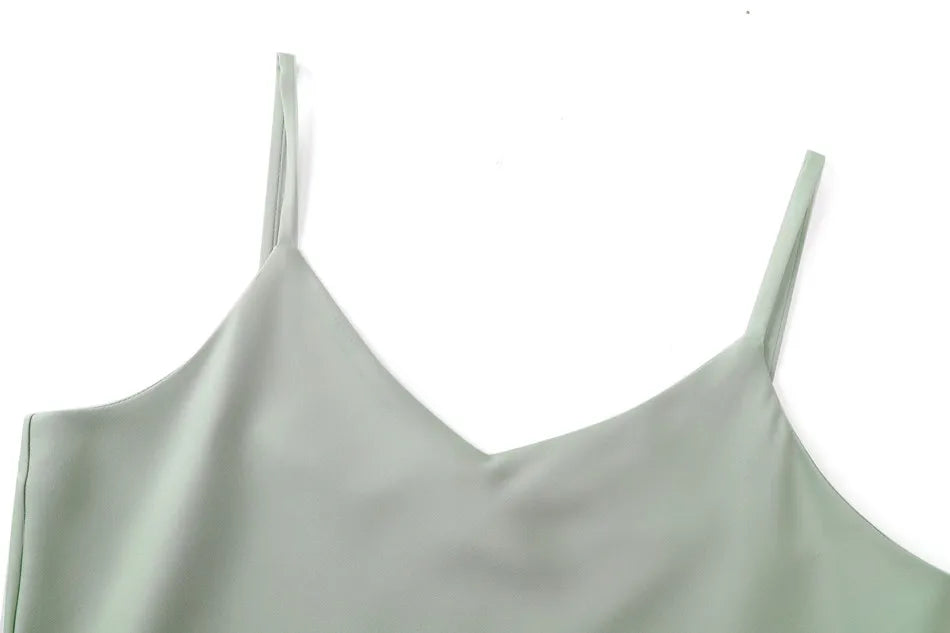 woman clothing high Stretch ribbing closed-fit wrap tops + Matte Satin dress Maxi matching sets (ship out in 1 day)