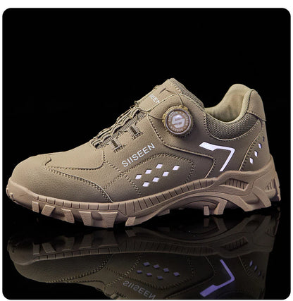 Steel Toe Safety Shoes for Men - Puncture Proof, Slip Resistant & Durable Work Boots for Construction, Outdoor Industrial Use