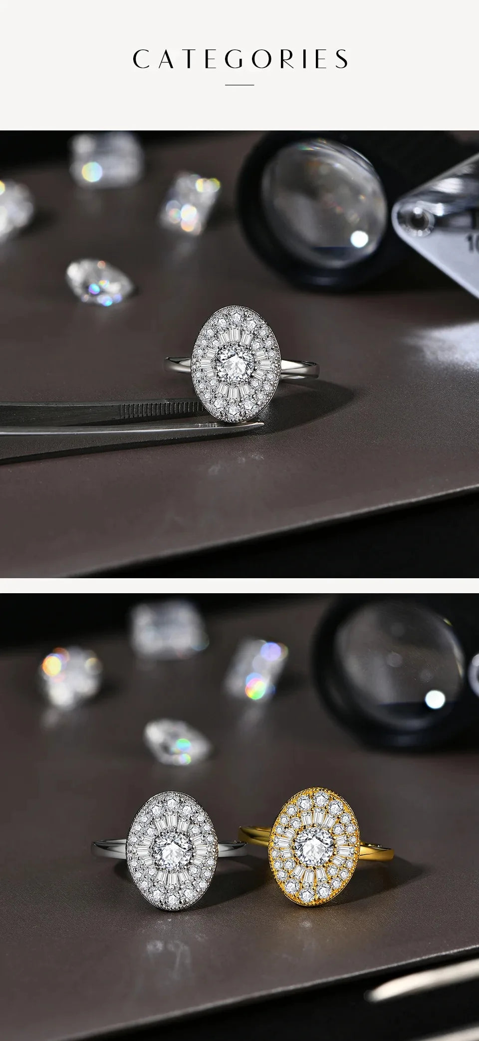 Full Moissanite Ring for Women Soild S925 Silver Round Cut Lab Diamond Engagement Fine Jewelry Gifts With Certificed