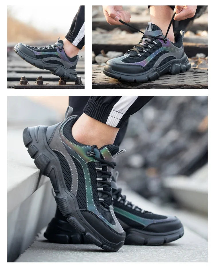 Safety Shoes Lightweight Steel Toe Anti Smashing Piercing Women's Men's Work Sneakers Reflective Indestructible Protective Boots