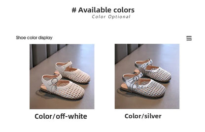 2026 Summer New Girls Woven Princess Shoes Cute Soft Sole Closed Toe Sandals Korean Style Kids Beach Shoes
