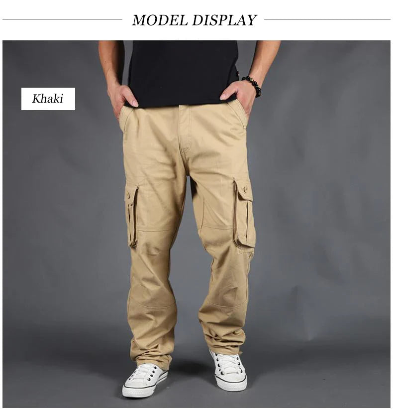 Men's Pants Large Size Multi-pocket Loose Overalls Outdoor Sports Training Jogging Casual Pants Loose And Comfortable