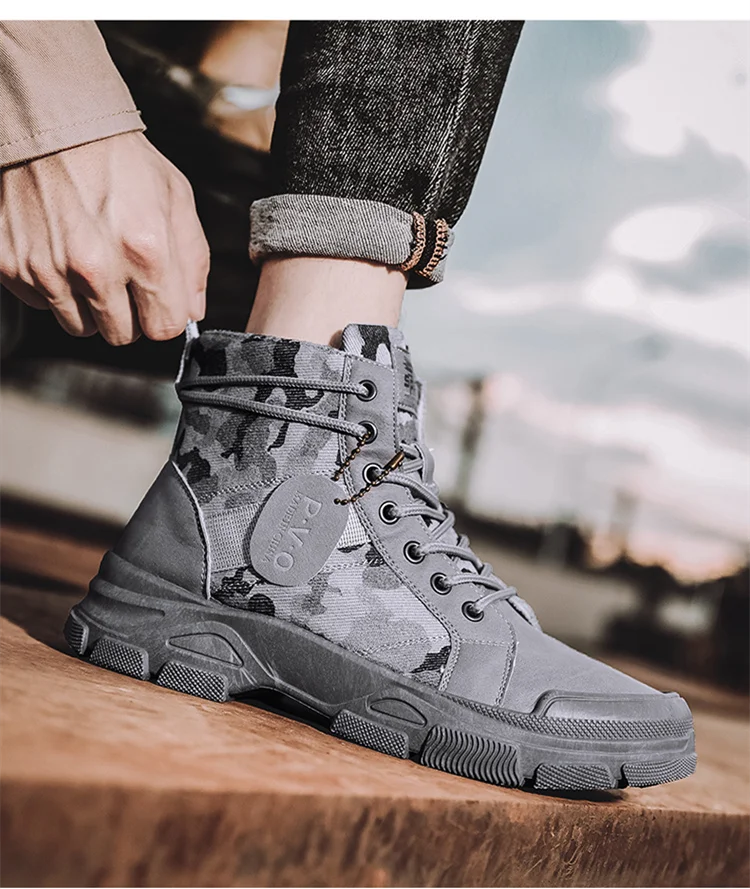 Military Boots Men Women Camouflage Khaki Black High-top Industrial Anti Skid Tactic Mechanic Work Climb Sports Sneaker