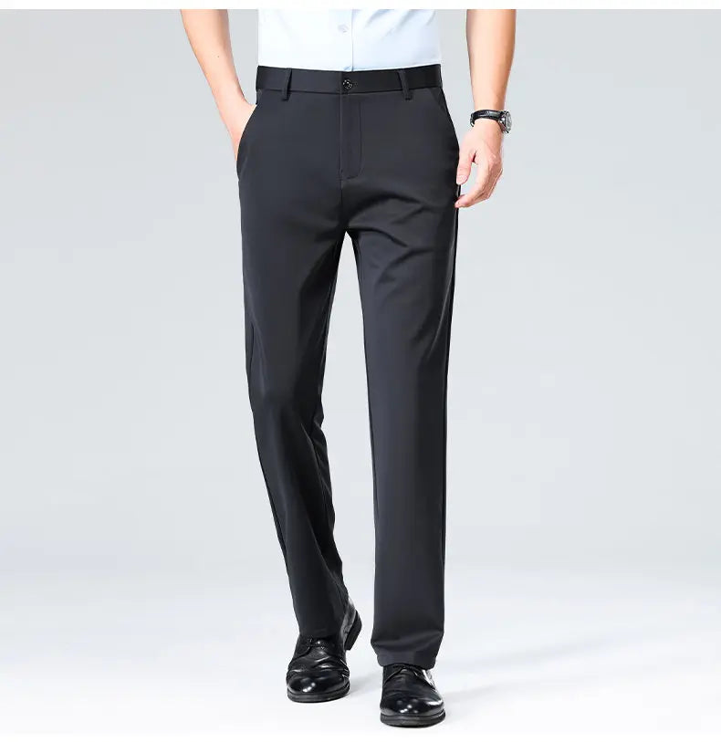 1-Pack Men's Professional Straight-Leg Stretch Formal Pants Non-Iron Comfortable Business Slacks Wrinkle-Resistant Loose Fit