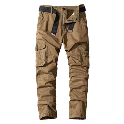 Four-season Pure Cotton Casual Pants Men's Work Pants Multi-pocket Straight Trousers