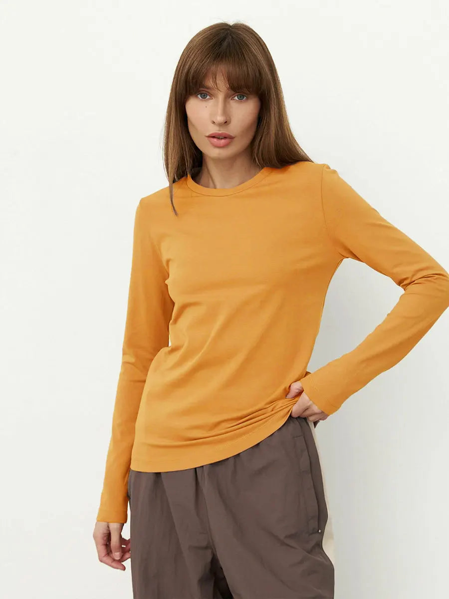 Women's Spring Autumn 100% Cotton T-shirt Bottoming Basic Solid Lady Long Sleeve Loose Tops Shirts Oversized T Shirt