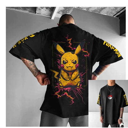 Street Trend Y2K Anime Pok É Mon Pikachu Flash Fitness Training Casual T-Shirt Men's and Women's Luxury Kids Brand Top