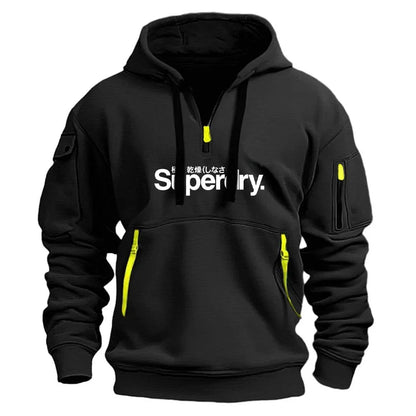 Autumn and Winter Warm Men's Hoodie Long Daily Outdoor Multi Pocket Zipper Comfortable Sweatshirt