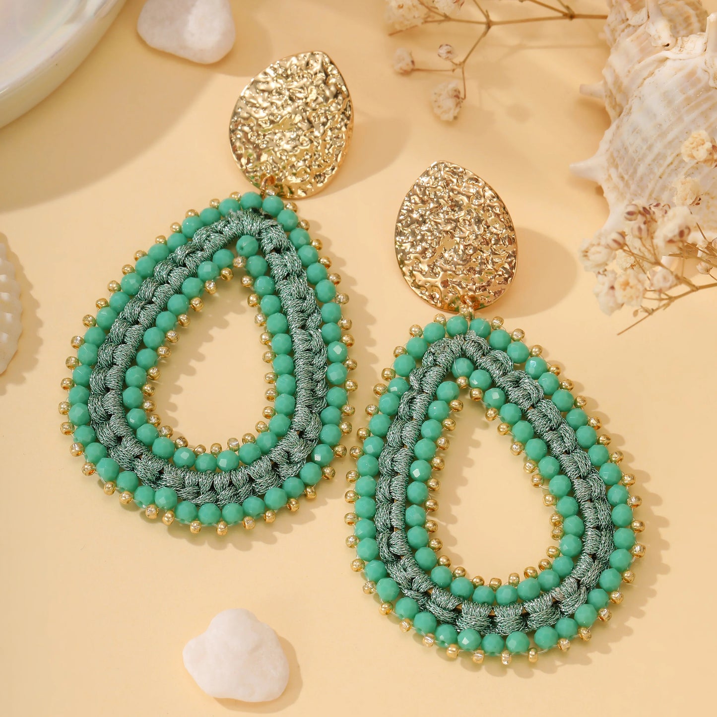 Big Water Drop Shape Drop Earrings For Women Colorful Beads Handmade Threading Crystal Long Earrings Jewelry Gift EA144
