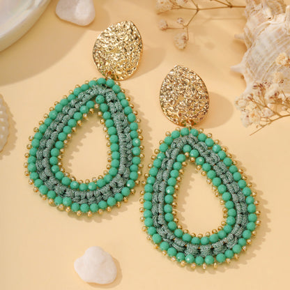 Big Water Drop Shape Drop Earrings For Women Colorful Beads Handmade Threading Crystal Long Earrings Jewelry Gift EA144