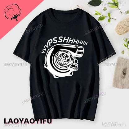 New Boost Turbo Engine Printing T-Shirt Car Parts Funny Mechanic Cotton Teemen 2024 Summer Fashion Top Personality Mans Clothing