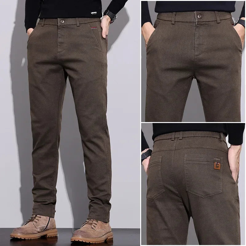 New Winter High-End Business Men's Suit Pants Autumn and Winter Slim Straight Casual Pants Versatile Fashion Trousers Korean