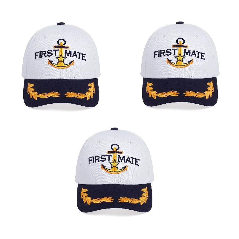 Men Women Baseball Caps Embroidered Captain & First Mate Hats Boating Marine Sailor Perfect Nautical Gift Presents Party Fun Hat