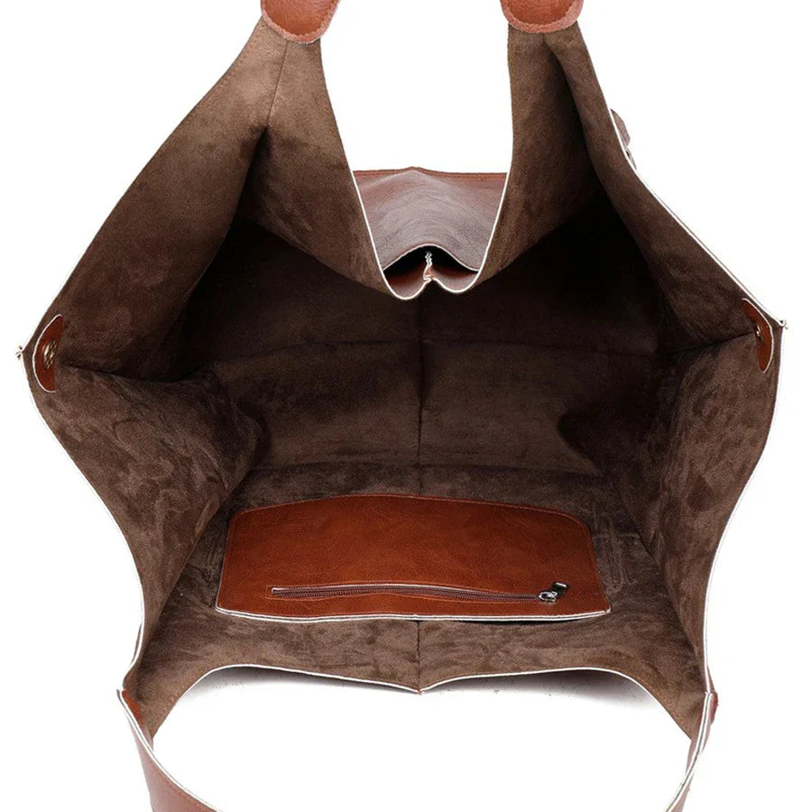 Fashionable and minimalist large bag with soft leather and large capacity shopping bag for women, one shoulder hand-held large b