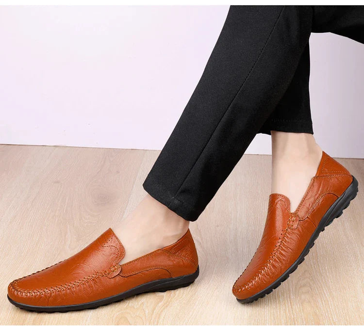 Men's Business Casual Shoes Leather Stitching Comfortable Breathable Rubber Bottom Second Layer Cowhide
