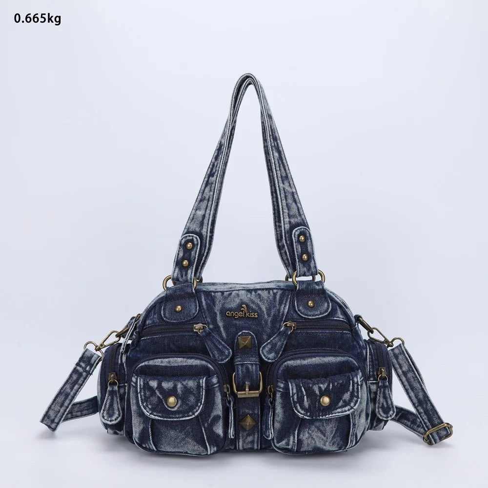 Women Small Handbags Satchel Top-handle Handbag PU Shoulder Bag 8”x11” Dumpling Pack Multi-pockets Shoulder Bag