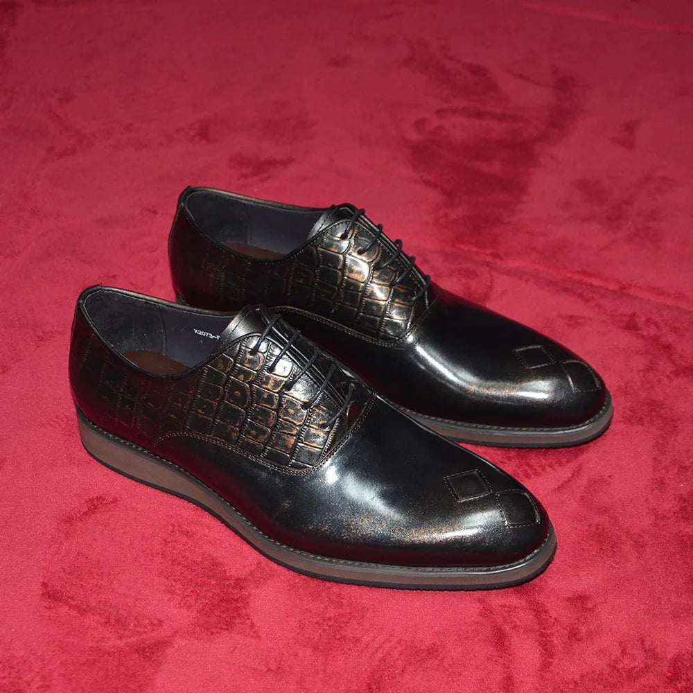 Classic Italian Casual Business Men's Oxford Formal Shoes Genuine Leather Black Handmade Comfortable Sole Lace-up Man Sneakers