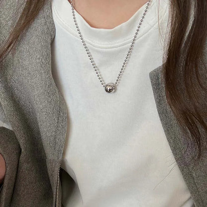 Stainless Steel Silver Color Beaded Necklaces for Women Fashion Metal Pull Long Snake Bone Chain Necklaces Jewelry Party Gifts